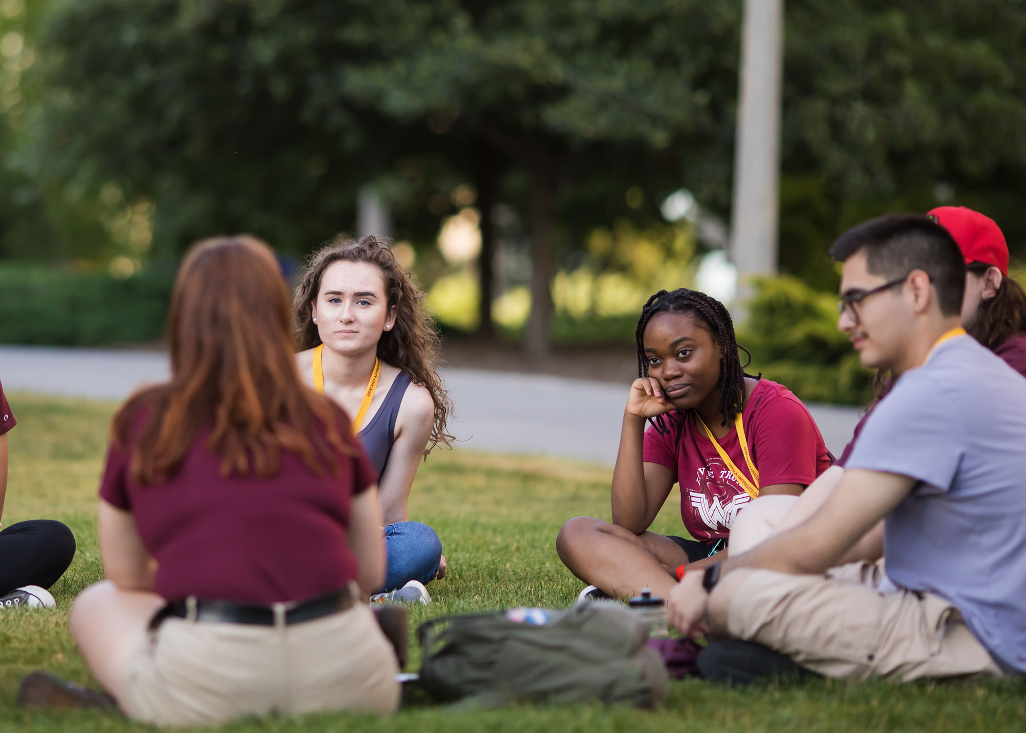 Loyola welcome week, freshman orientation students sitting