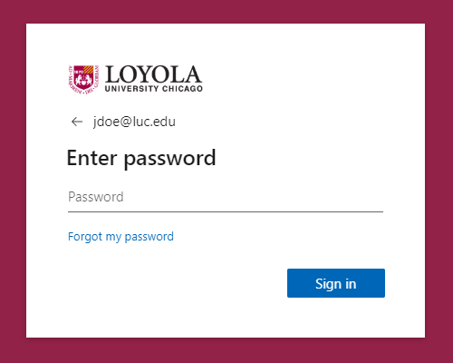 Loyola Sign-In Screen