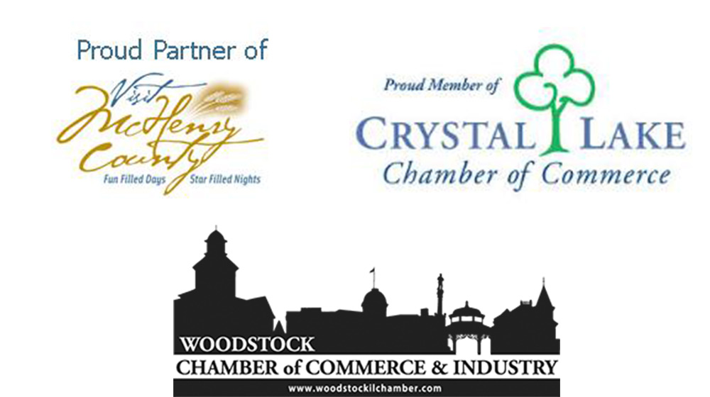 Visit McHenry County, Crystal Lake Chamber of Commerce, Woodstock Chamber of Commerce logos