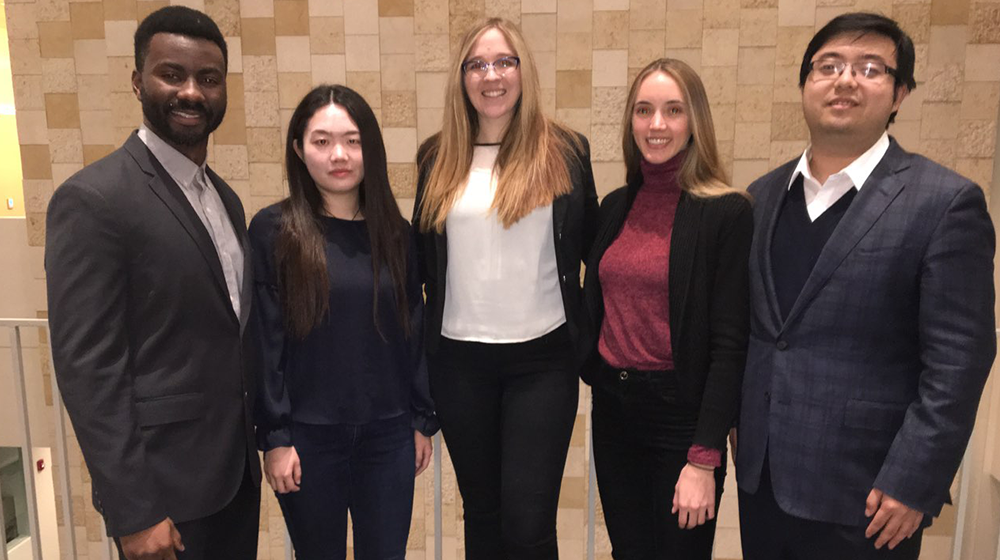 Team Loyola (left to right): Nonyelu Chukwuogo, Linke Jia, Ashley Dahl, Susana Dittmar, and Hongzhe Zhang