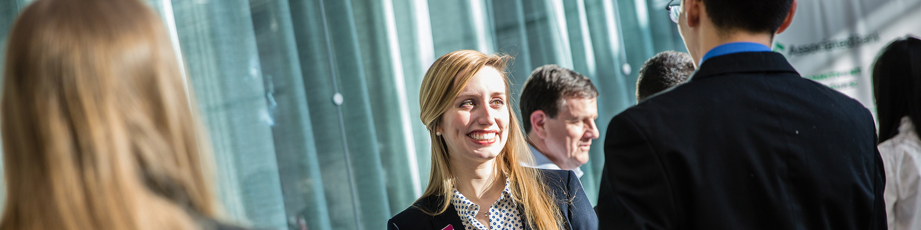 Female student at a Quinlan career fair