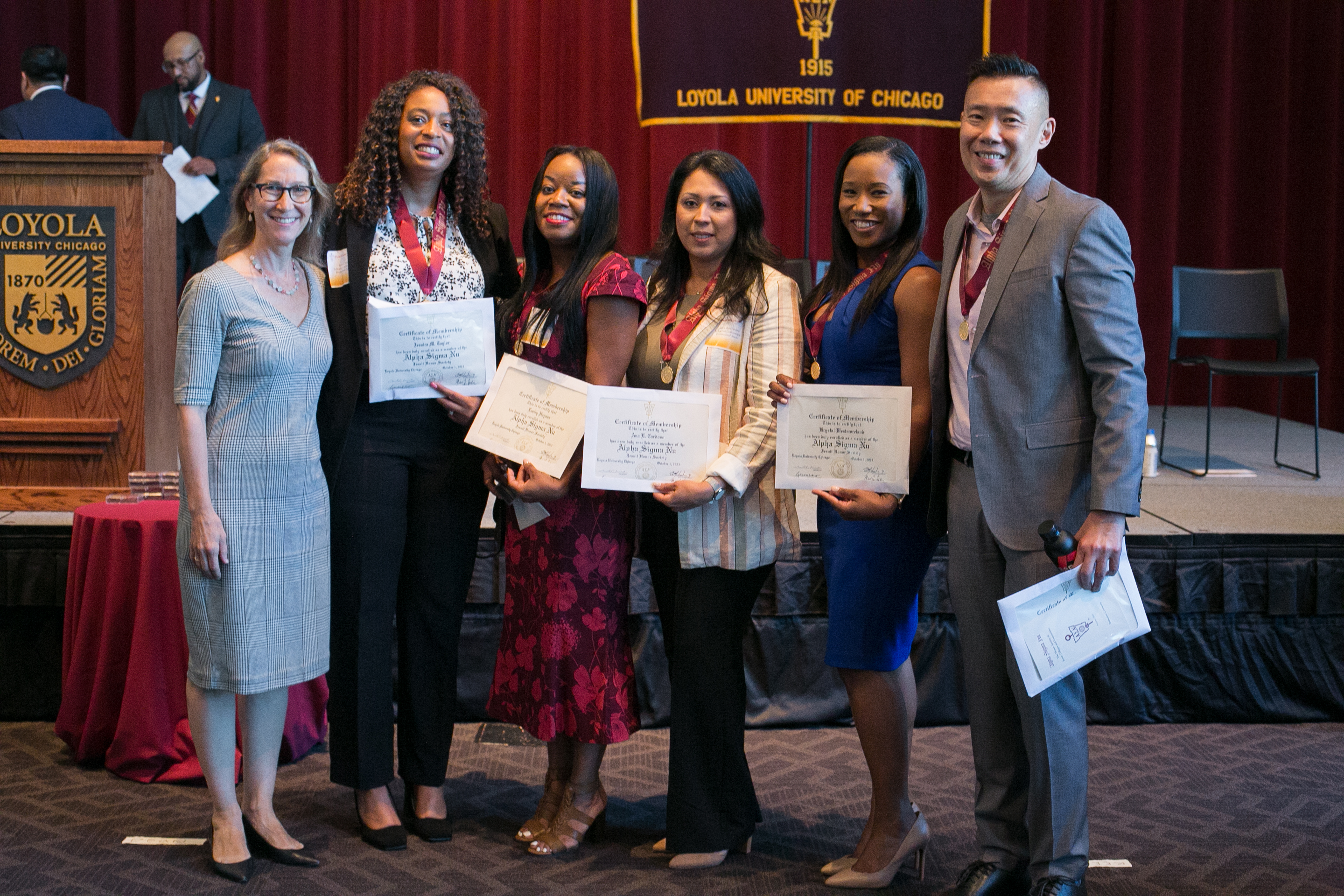 SCPS Alpha Sigma Nu 2023 inductees with Interim Dean Widen