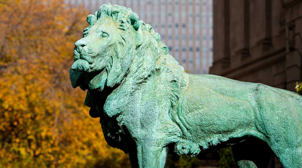 Art Institute lions are a Chicago landmark many students will experience during their on-campus experience