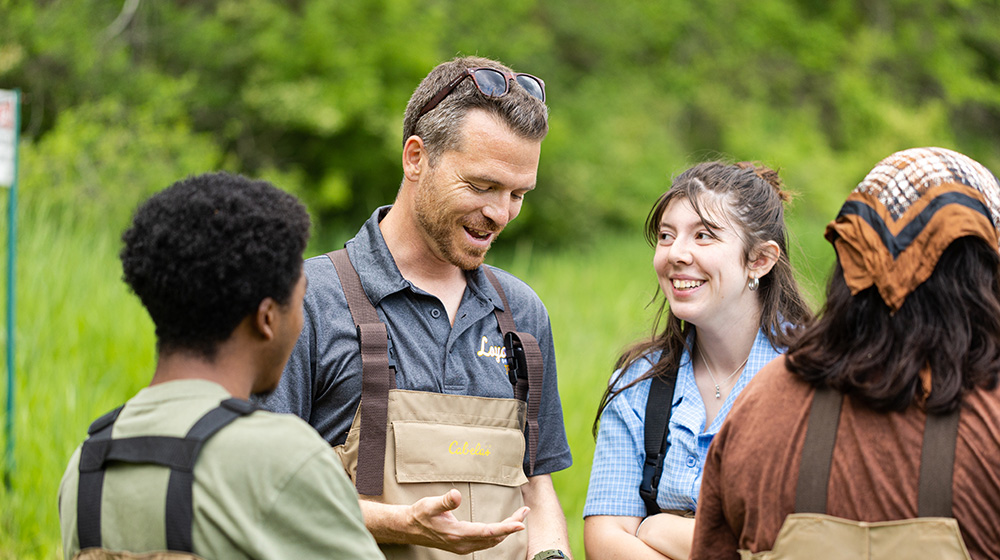 Mark Mackey with students