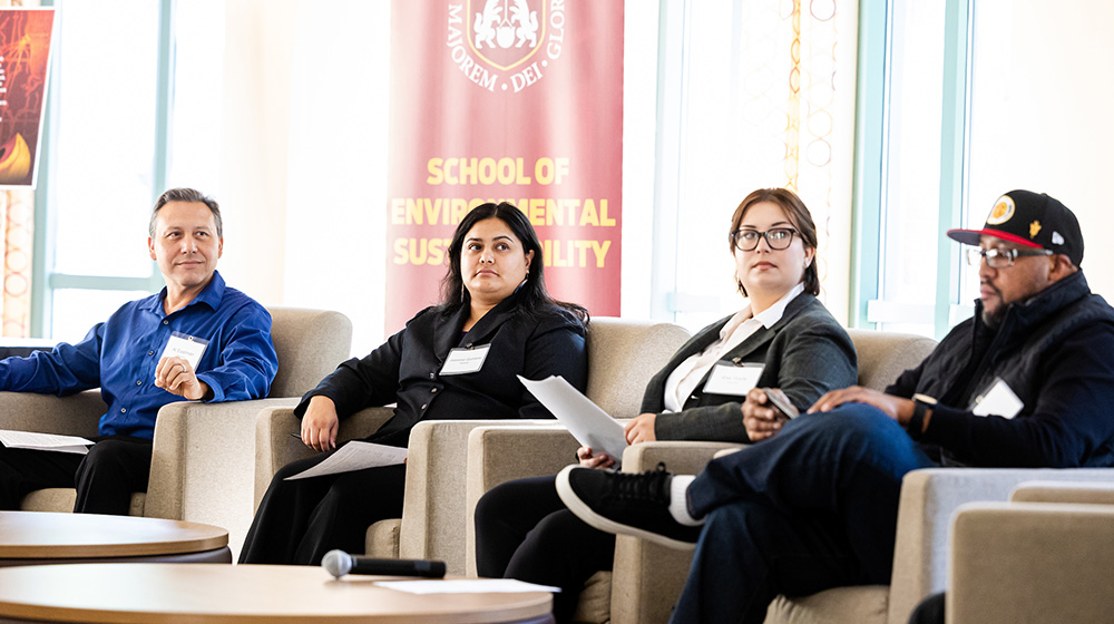 Panelists at the Land Acknowledgement Statement event